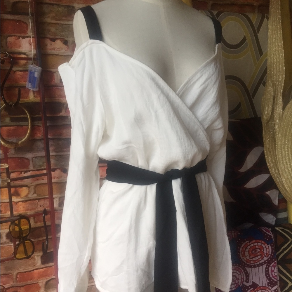 White Shirt w/Black Straps